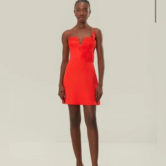 NWT FARMRIO Red 3d Flower Bodice Mini Dress Size XL. - Picture 1 of 9